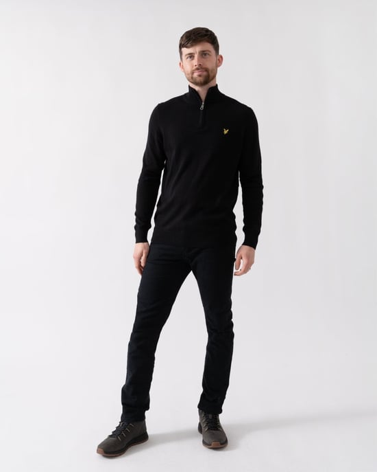 Lyle & Scott katoenen merino trui met kwartrits voor heren - Image 3