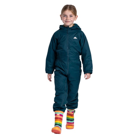 Trespass Kinderen Unisex Dripdrop Gevoerde Waterdichte Regenoverall (Teal) - Image 3