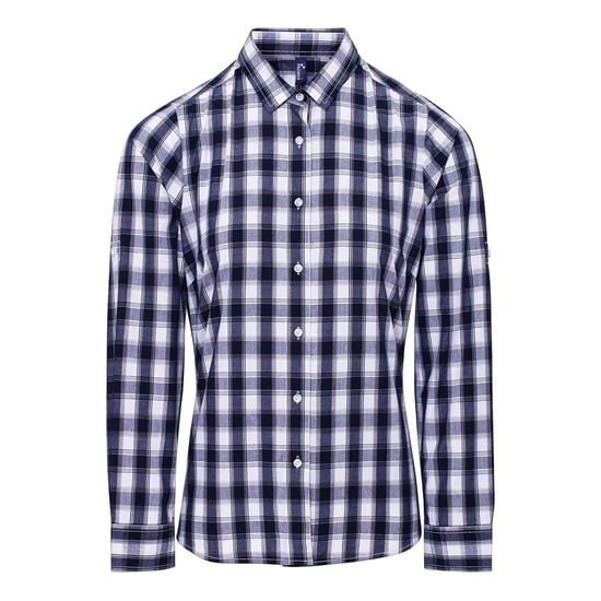 Premier Dames/Dames Mulligan Geruit Katoenen Shirt Met Lange Mouwen (Wit/Zwaar) - Image 1