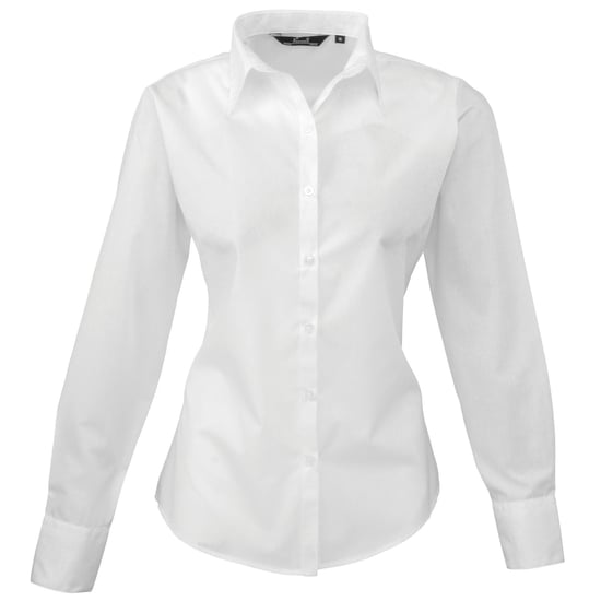 Premier Dames/Dames Popeline Blouse met Lange Mouwen (Wit) - Image 1