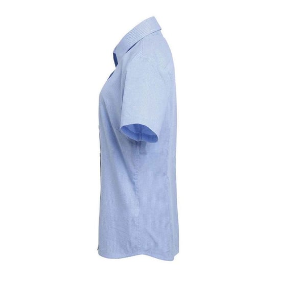 Premier Dames/Dames Micro Gingham geruit katoenen overhemd met korte mouwen (Lichtblauw/Wit) - Image 3