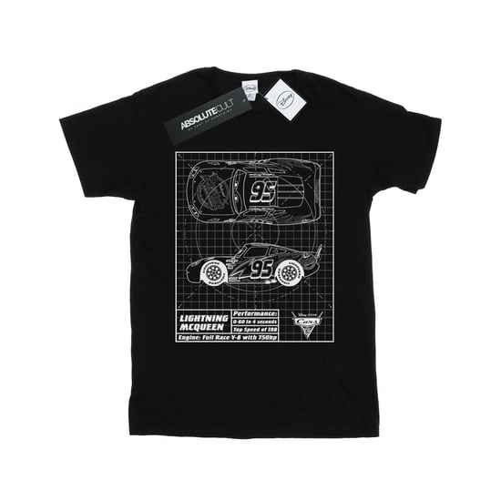 Disney Dames/Dames Cars Lightning McQueen Blueprint Katoenen Vriendje T-shirt (Zwart) - Image 1