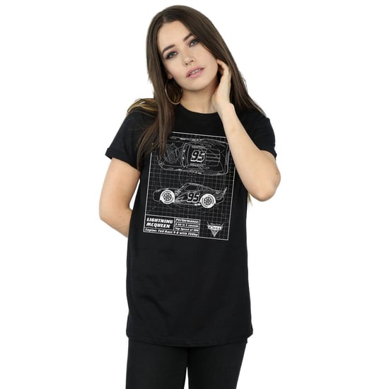 Disney Dames/Dames Cars Lightning McQueen Blueprint Katoenen Vriendje T-shirt (Zwart) - Image 2