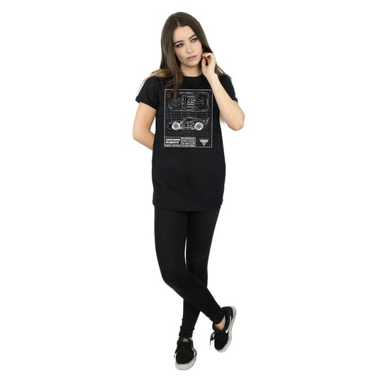 Disney Dames/Dames Cars Lightning McQueen Blueprint Katoenen Vriendje T-shirt (Zwart) - Image 4