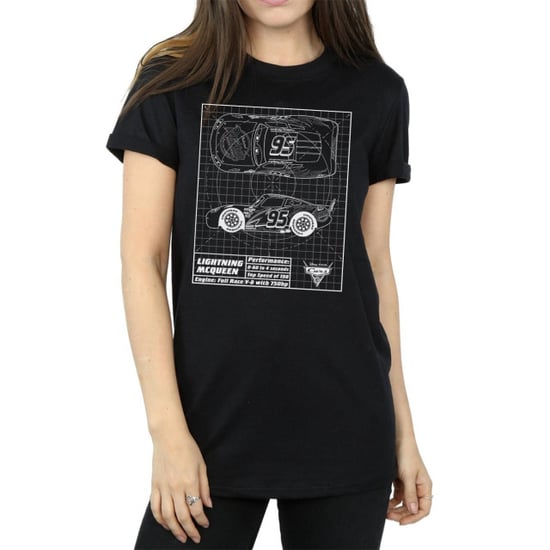 Disney Dames/Dames Cars Lightning McQueen Blueprint Katoenen Vriendje T-shirt (Zwart) - Image 5