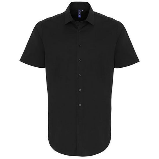 Premier Heren Poplin Stretch Overhemd met Korte Mouwen (Zwart) - Image 1