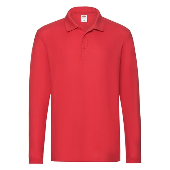Fruit of the Loom Heren Premium poloshirt met lange mouwen (Rood) - Image 1