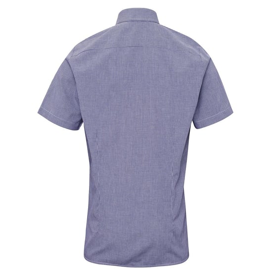 Premier Heren Micro Gingham geruit katoenen overhemd met korte mouwen (Marine / Wit) - Image 2