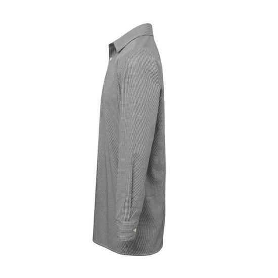 Premier Heren Gingham Micro geruit overhemd met lange mouwen (Zwart/Wit) - Image 2