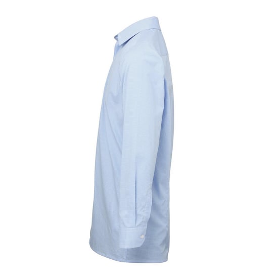 Premier Heren Gingham Micro geruit overhemd met lange mouwen (Lichtblauw/Wit) - Image 3
