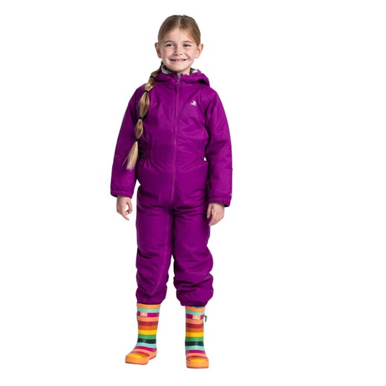 Trespass Kids Unisex Dripdrop Gewatteerd Waterdicht Regenpak (Paarse Orchidee) - Image 4