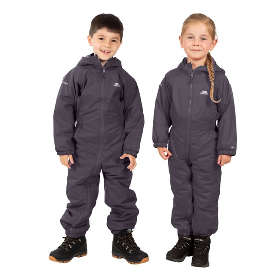 Trespass Kids Unisex Dripdrop Gewatteerd Waterdicht Regenpak (Donkergrijs) - Image 4