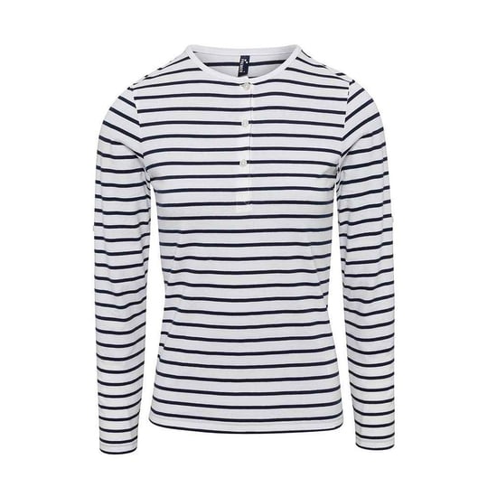 Premier Dames/Dames Lang John Roll Mouw T-shirt (Wit/Zwaar) - Image 1