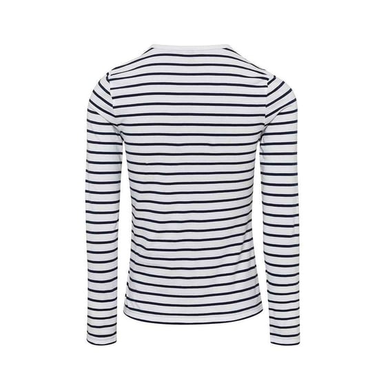 Premier Dames/Dames Lang John Roll Mouw T-shirt (Wit/Zwaar) - Image 2