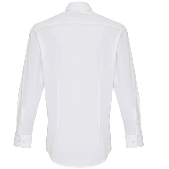 Premier Heren Rekken Pasvorm Popeline Lange Mouwen Shirt (Wit) - Image 2