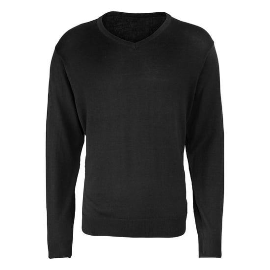 Premier Heren Gebreide V Hals Sweater Top (Zwart) - Image 1