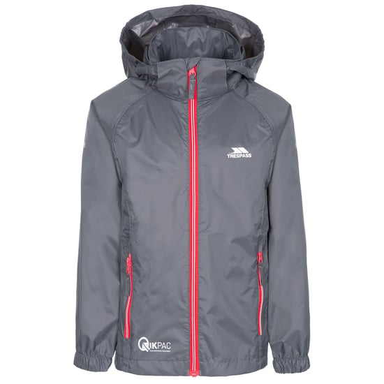 Trespass Kinderen/Kinderen Qikpac X Unisex Packaway Jacket (Vuursteen) - Image 1