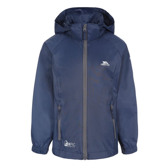 Trespass Kinderen/Kinderen Qikpac X Unisex Packaway Jacket (Marine/Carbon) - Image 1
