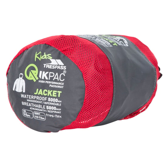 Trespass Kinderen/Kinderen Qikpac X Unisex Packaway Jacket (Vuursteen) - Image 3