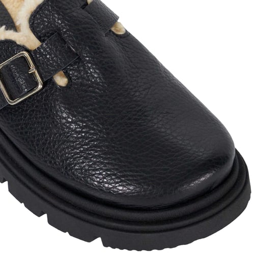 Dune London Dames/Dames Gene Leren Faux Shearling Gevoerde Klompen (Zwart) - Image 5
