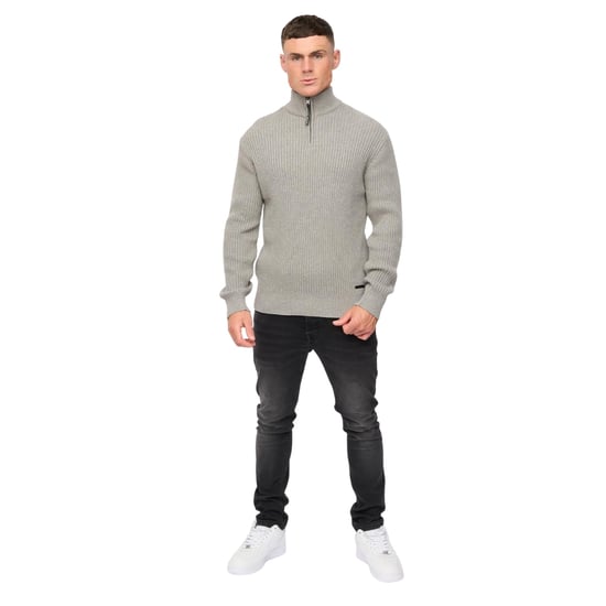 Crosshatch Heren Havaline gebreide Quarter Zip Pullover (Grijze Mergel) - Image 5