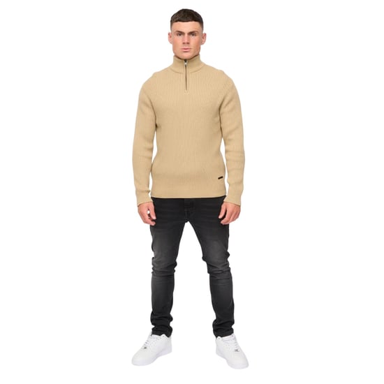 Crosshatch Heren Havaline gebreide Quarter Zip Pullover (Steen) - Image 5