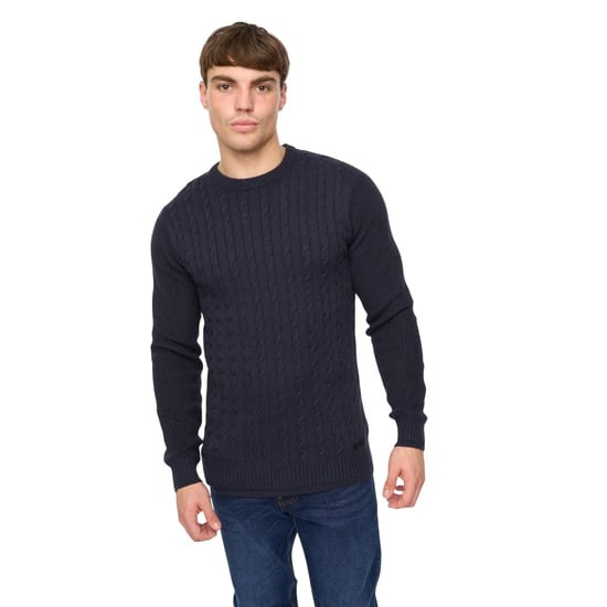 Crosshatch Heren Kabstars Kabelgebreide Pullover (Marine) - Image 1
