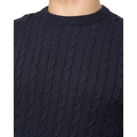 Crosshatch Heren Kabstars Kabelgebreide Pullover (Marine) - Image 3