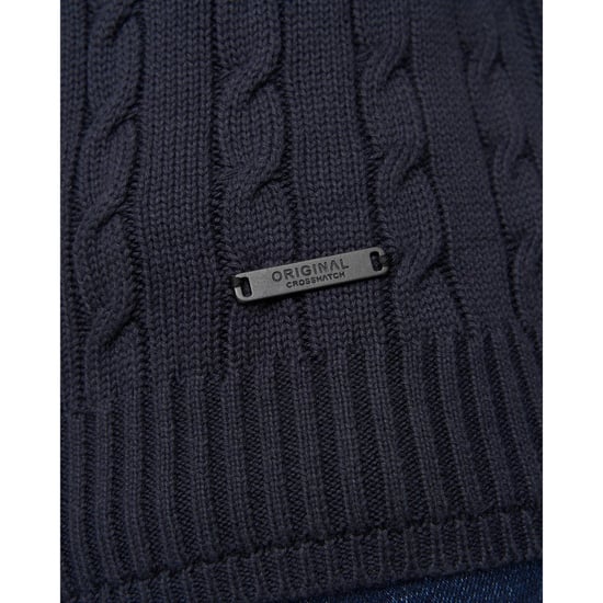 Crosshatch Heren Kabstars Kabelgebreide Pullover (Marine) - Image 4