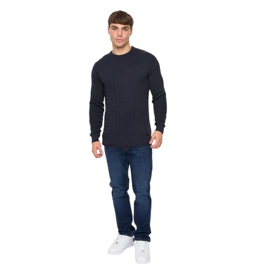 Crosshatch Heren Kabstars Kabelgebreide Pullover (Marine) - Image 5