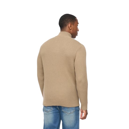 Crosshatch Heren Wellburys grof gebreide trui (Taupe) - Image 2