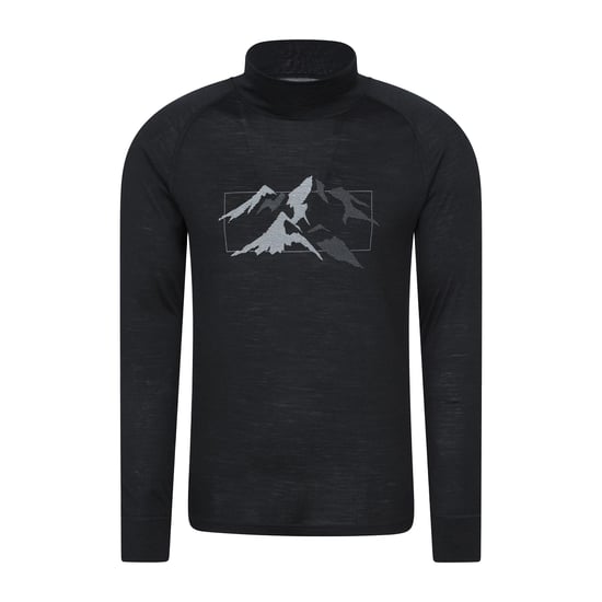 Mountain Warehouse Unisex Quest Merino Wol Thermo Top met lange mouwen voor volwassenen (Zwart) - Image 1
