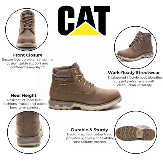 Caterpillar (CAT) Heren Streven Donkerbruin Leren Dagelijkse Werk Wandel Enkellaarzen - Image 2