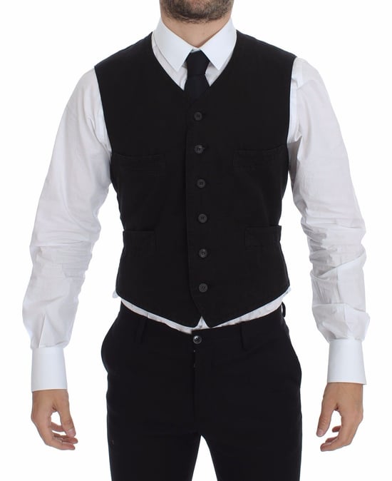 Zwart Katoenen Vest Klassieke Stijl - Image 1