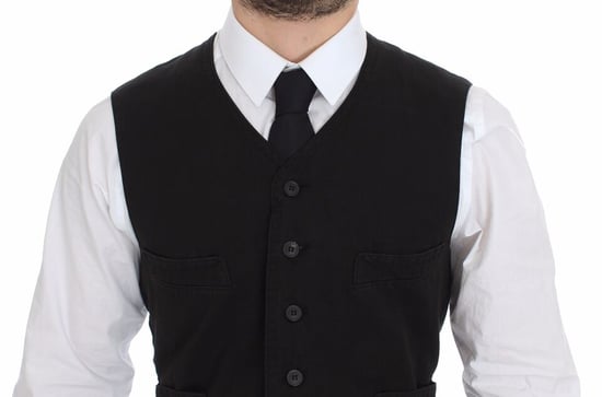 Zwart Katoenen Vest Klassieke Stijl - Image 2