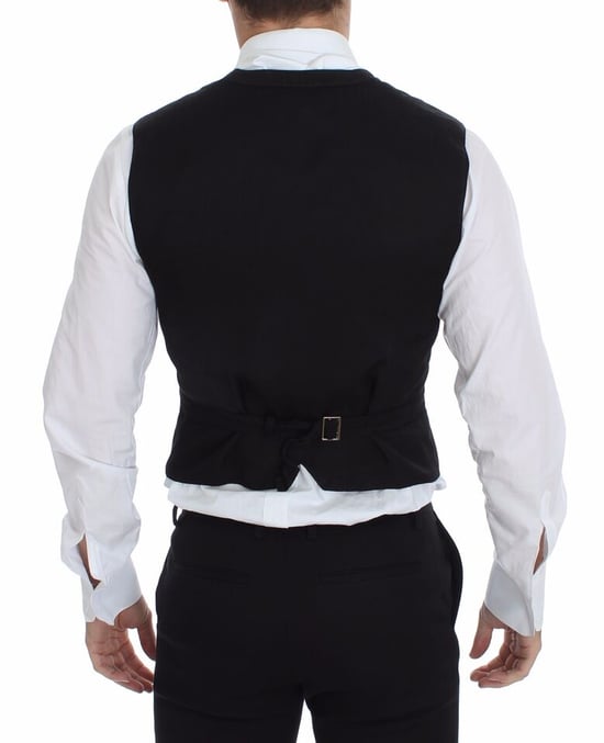 Zwart Katoenen Vest Klassieke Stijl - Image 3