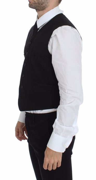 Zwart Katoenen Vest Klassieke Stijl - Image 4