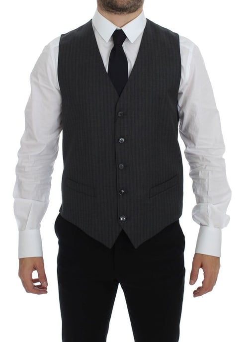 Grijze Gestreepte Wol Vest - Image 1