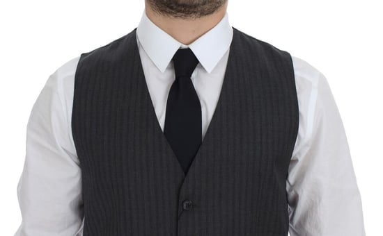 Grijze Gestreepte Wol Vest - Image 3