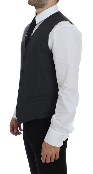 Grijze Gestreepte Wol Vest - Image 4