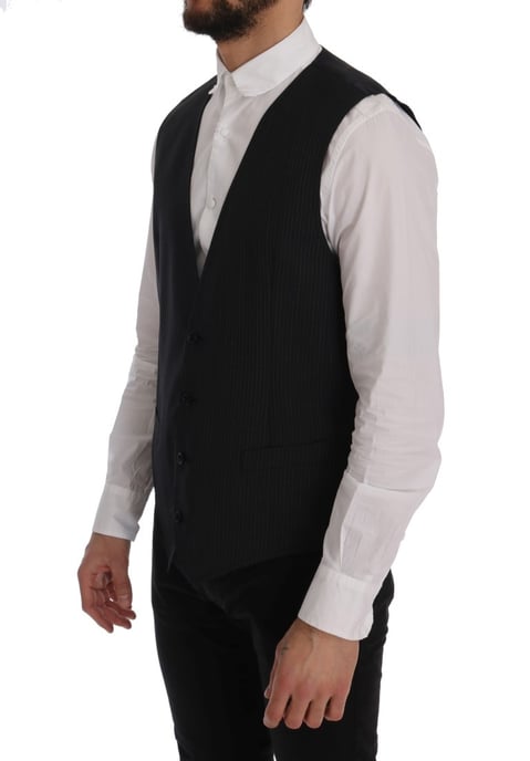 Zwarte Pinstripe Vest Klassieke Pasvorm - Image 2