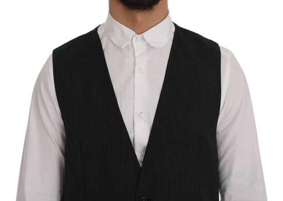 Zwarte Pinstripe Vest Klassieke Pasvorm - Image 4