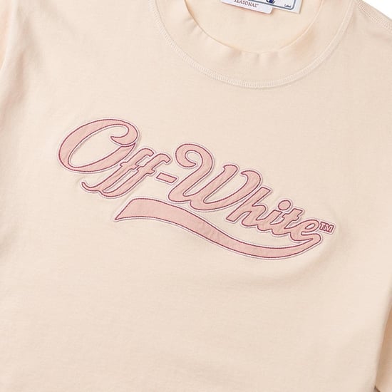 Off-White Dames/Dames Geborduurd Logo Crop T-shirt (Roze) - Image 4