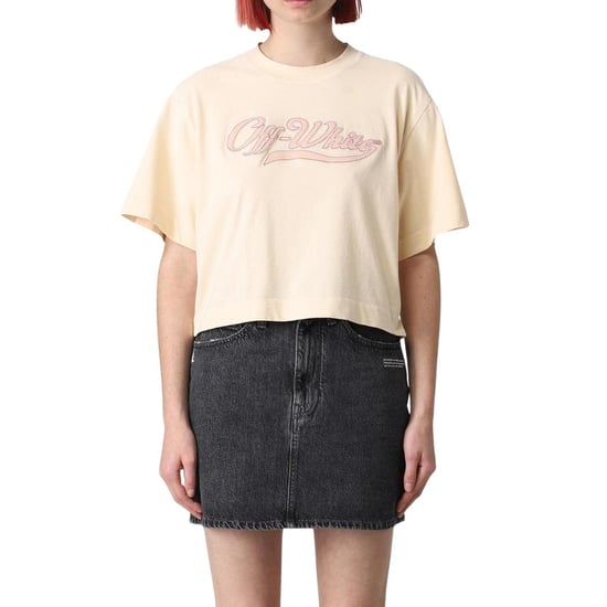 Off-White Dames/Dames Geborduurd Logo Crop T-shirt (Roze) - Image 5
