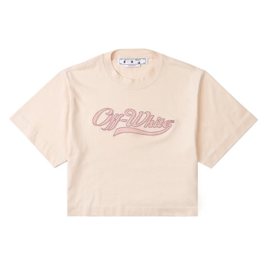 Off-White Dames/Dames Geborduurd Logo Crop T-shirt (Roze) - Image 6