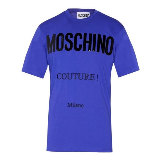 Moschino Heren Couture Glanzend Logo T-Shirt (Blauw) - Image 1