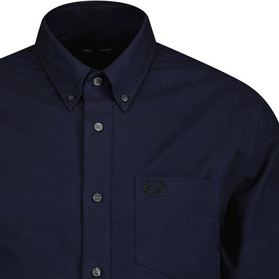 Fred Perry Heren Oxford overhemd met lange mouwen en merkzakken (Franse marine) - Image 2