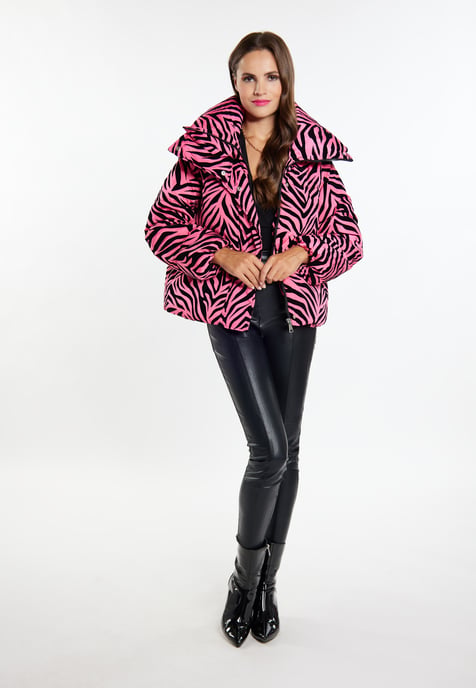 Faina Gewatteerd jack met zebraprint Dames Roze zebra - Image 2