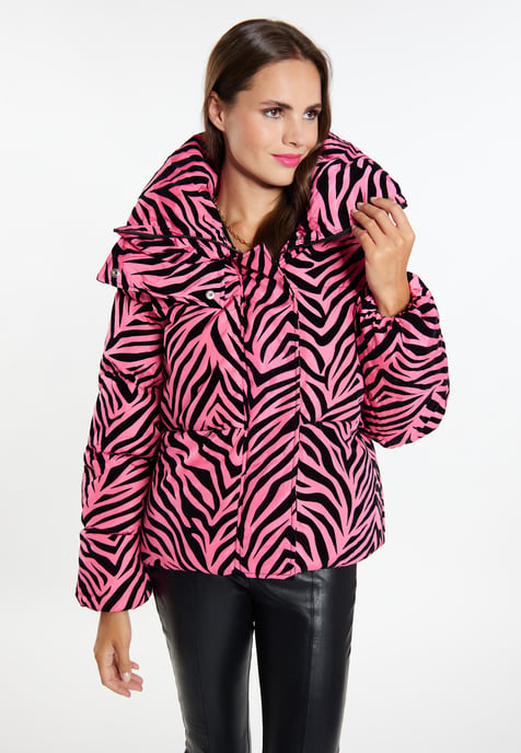 Faina Gewatteerd jack met zebraprint Dames Roze zebra - Image 3