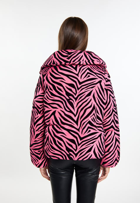 Faina Gewatteerd jack met zebraprint Dames Roze zebra - Image 4